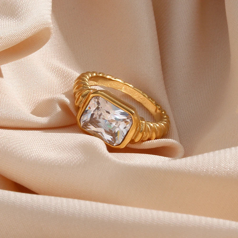 18KT Gold Plated Gemstone Retro Twist Ring