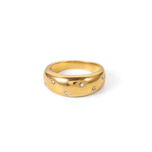18KT Gold Plated Starred Chunky Ring