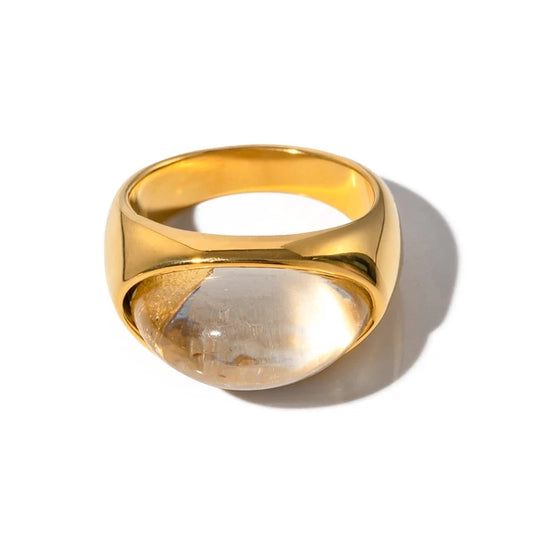 18KT Gold Plated Retro Clear Stone Ring