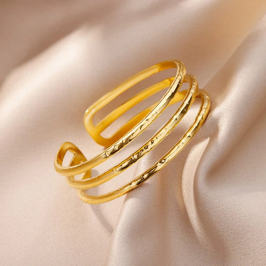 Gold Plated Three Ring Bangle