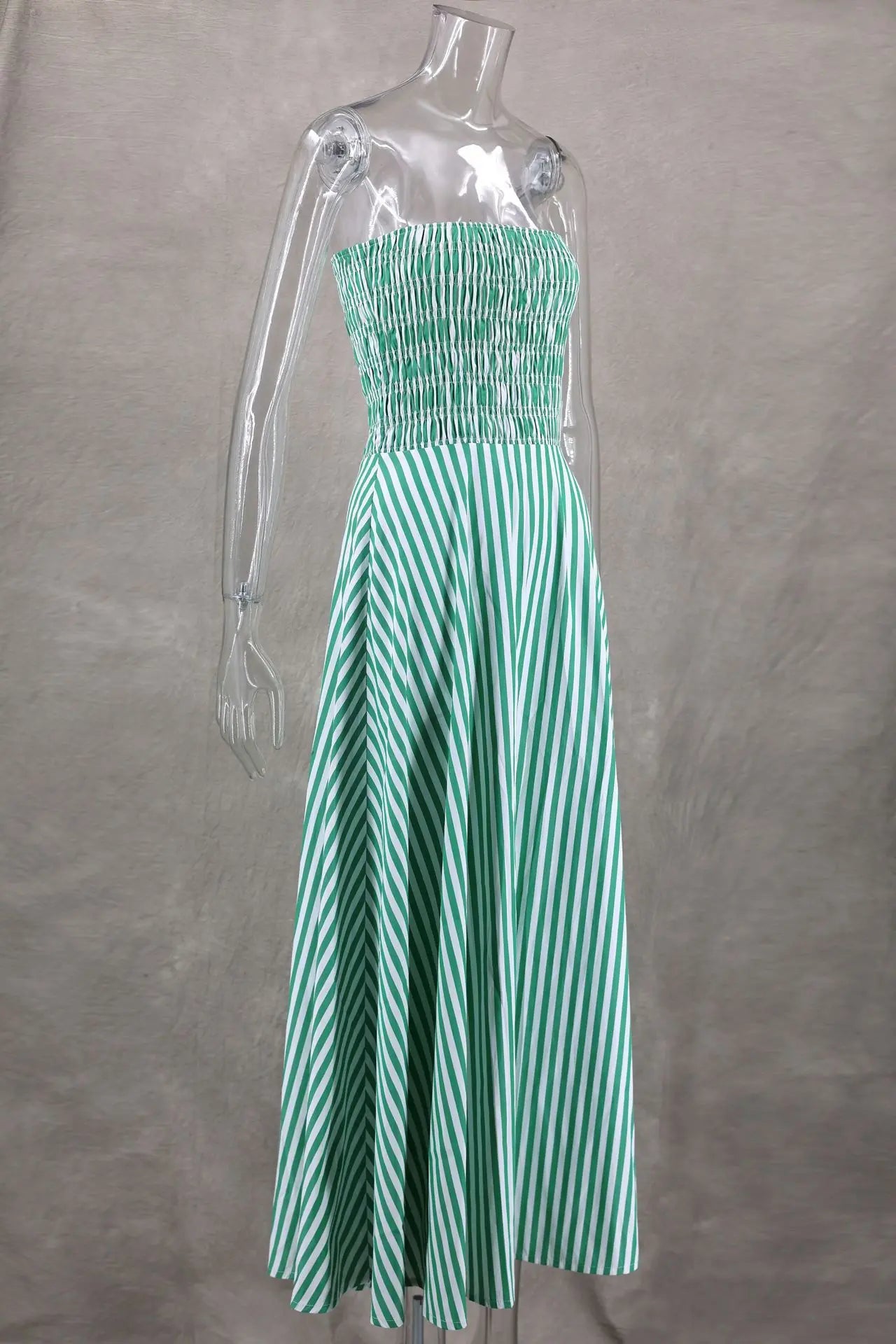 Green Stripes Maxi Dress