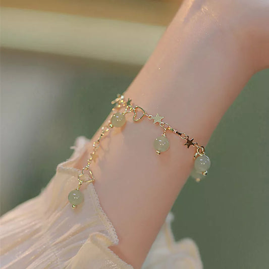 Hetian Jade Star Heart Tassel Bracelet